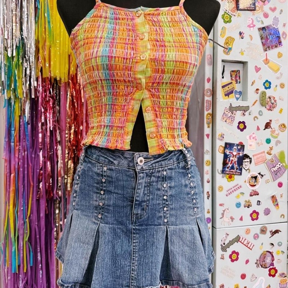 Vintage rainbow plaid y2k 2000s baby tank